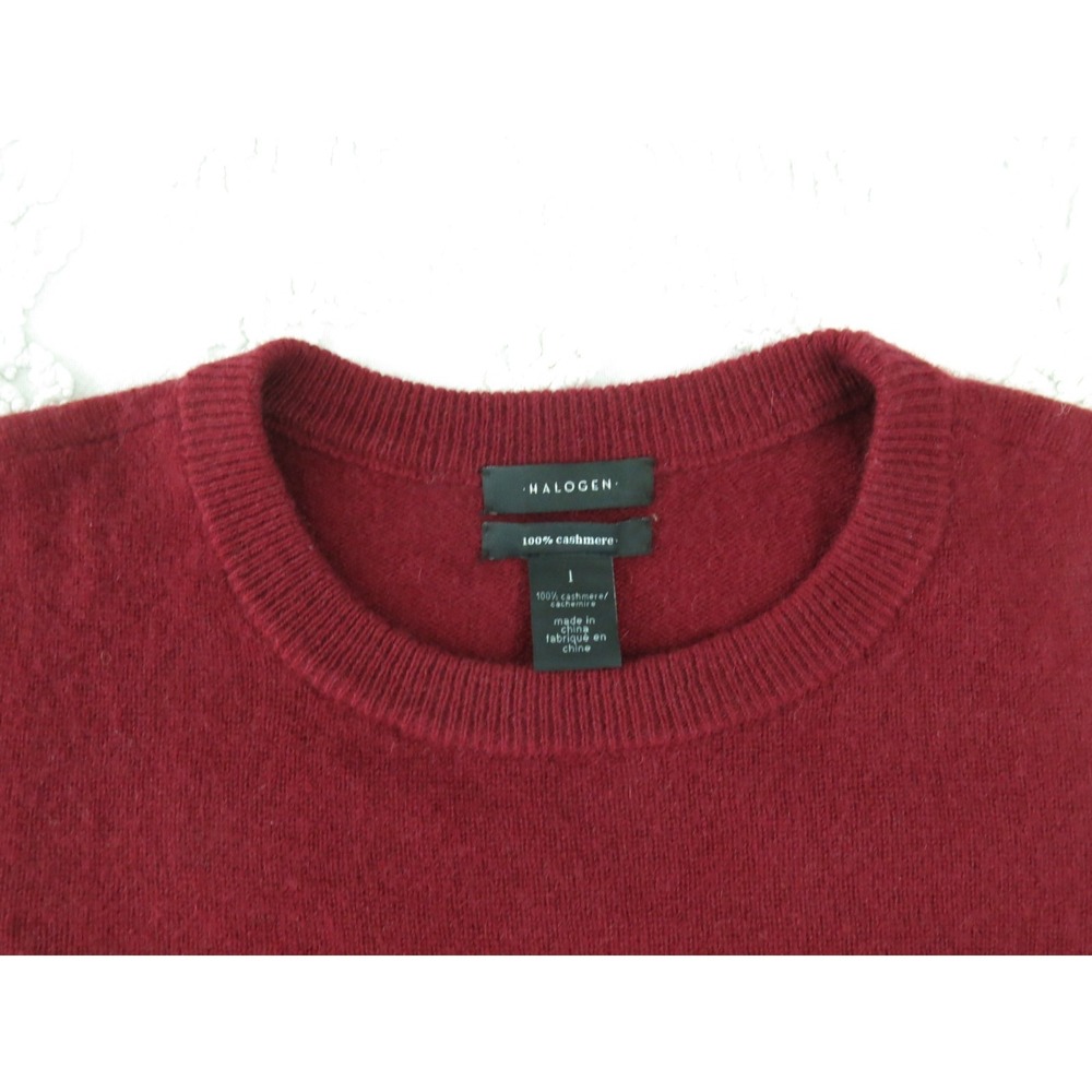 Halogen Cashmere Sweater Women's Large Brick Red Crew Neck Size Vents Pullover - Picture 3 of 6